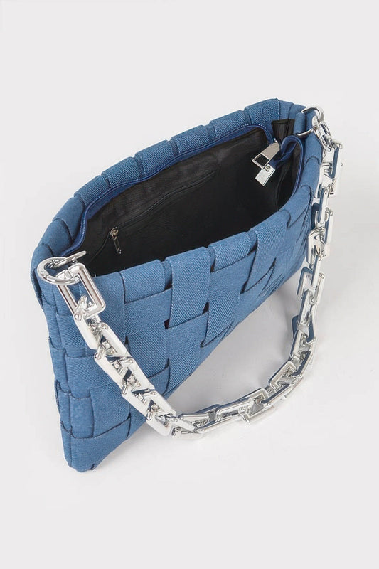 WOMEN'S BAG TRIBECA Denim Braided Chain Shoulder – BYMANYC ® New York-1