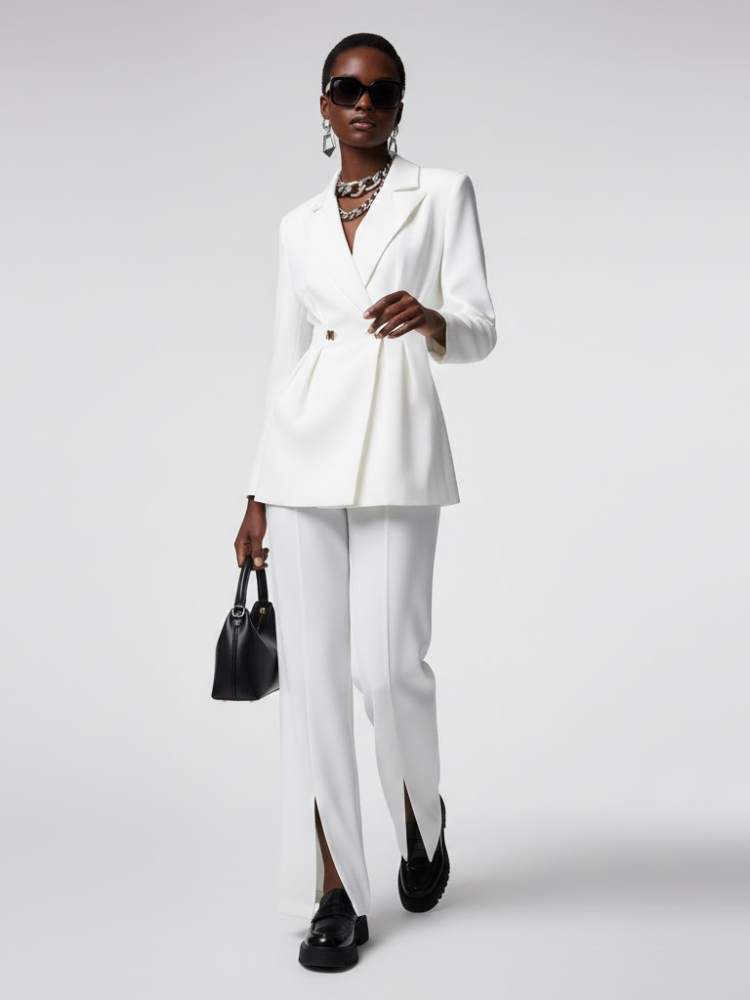 White Tailored Blazer and Trousers Set - WILLIAMSBURG: New Collection COUTURE in BROOKLYN - BYMANYC ® New York-0