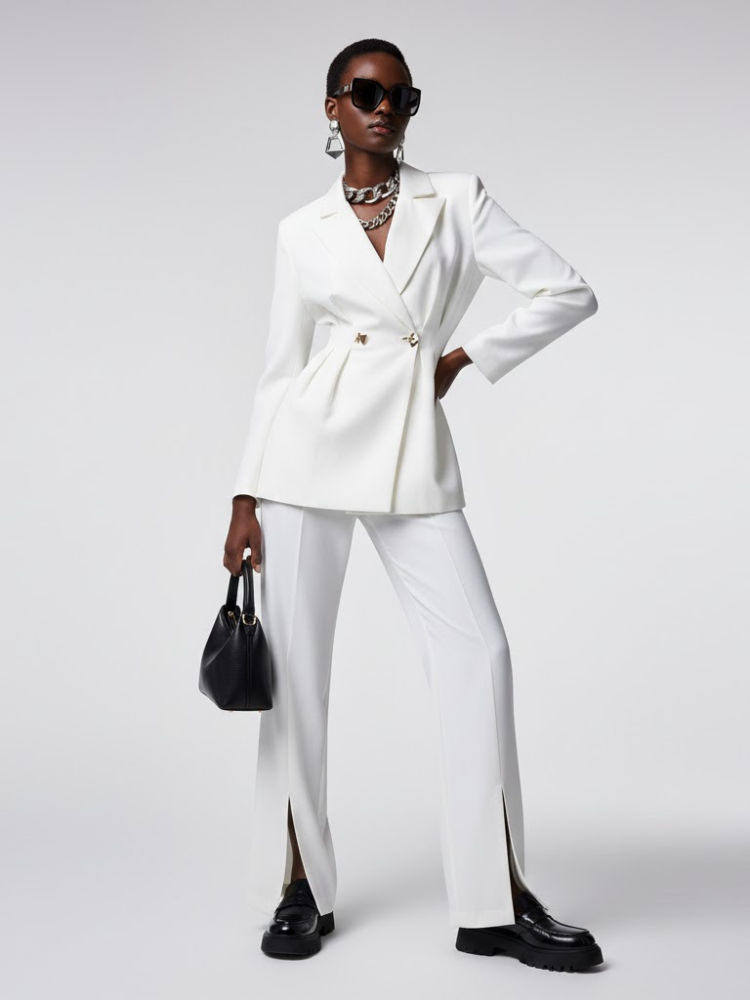 White Tailored Blazer and Trousers Set - WILLIAMSBURG: New Collection COUTURE in BROOKLYN - BYMANYC ® New York-1