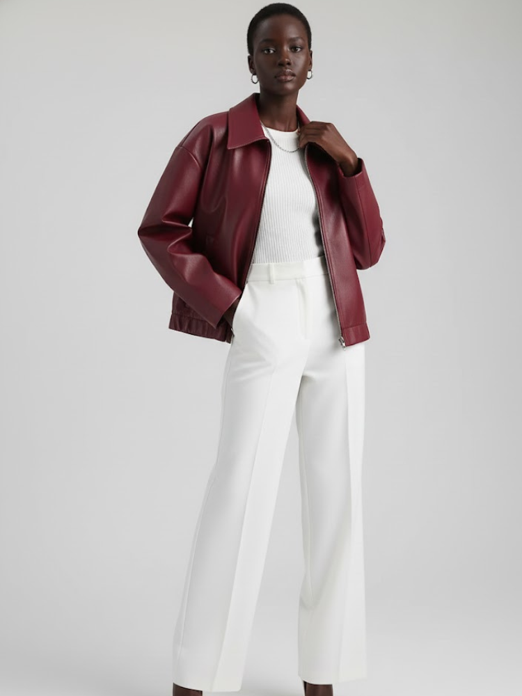 Wine Vegan Leather Blouson Jacket SULLIVAN: New Colección COUTURE in NOLITA - BYMANYC ® New York-0