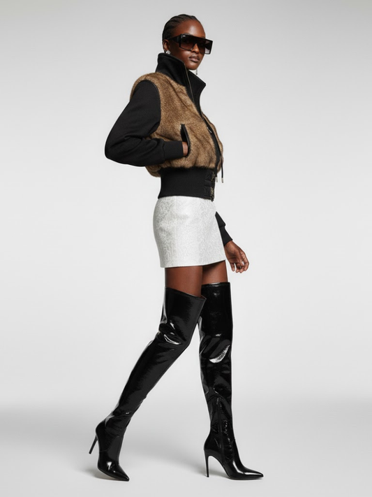 Women's Bomber Jacket with Faux Fur - CROWN HEIGHTS: New Collection COUTURE in BROOKLYN - BYMANYC ® New York-1