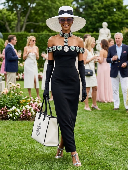 Women's Dress Elegant Black PARK AVENUE THE HAMPTONS BYMANYC ® New York-0