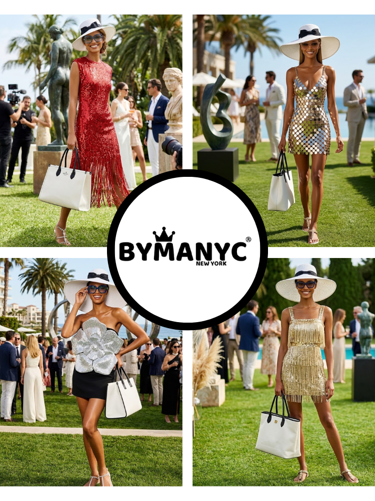 Women's Dress Sparkling Gold Sequin Fringe TRIBECA New Collection THE HAMPTONS BYMANYC ® New York-1