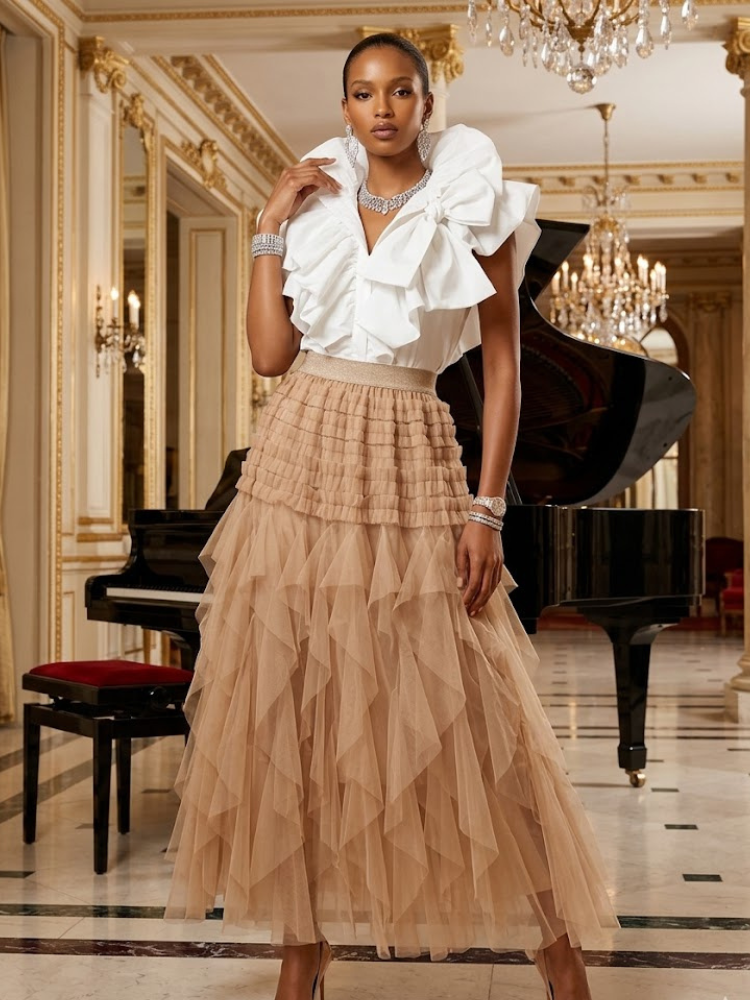 Women's Taupe Tulle Skirt • MONTMARTRE • New Collection PARIS LE MARAIS BYMANYC ® New York-0