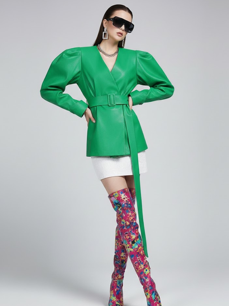 Women's Wrap Jacket EMERALD - DUMBO: New Collection COUTURE in BROOKLYN - BYMANYC ® New York-0