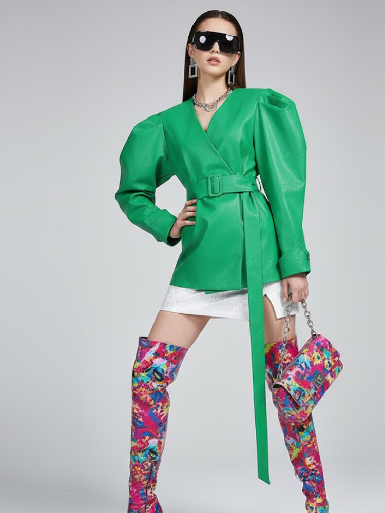 Women's Wrap Jacket EMERALD - DUMBO: New Collection COUTURE in BROOKLYN - BYMANYC ® New York-2