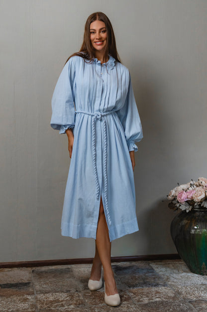 Yasmina Ruffle Linen Dress-0