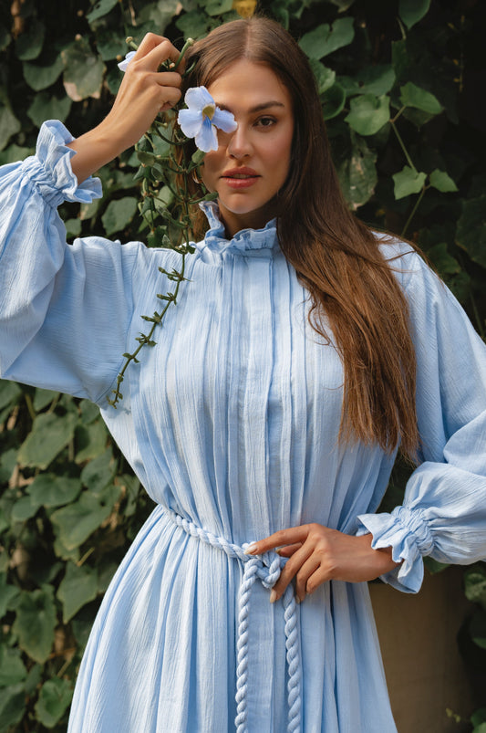 Yasmina Ruffle Linen Dress-1