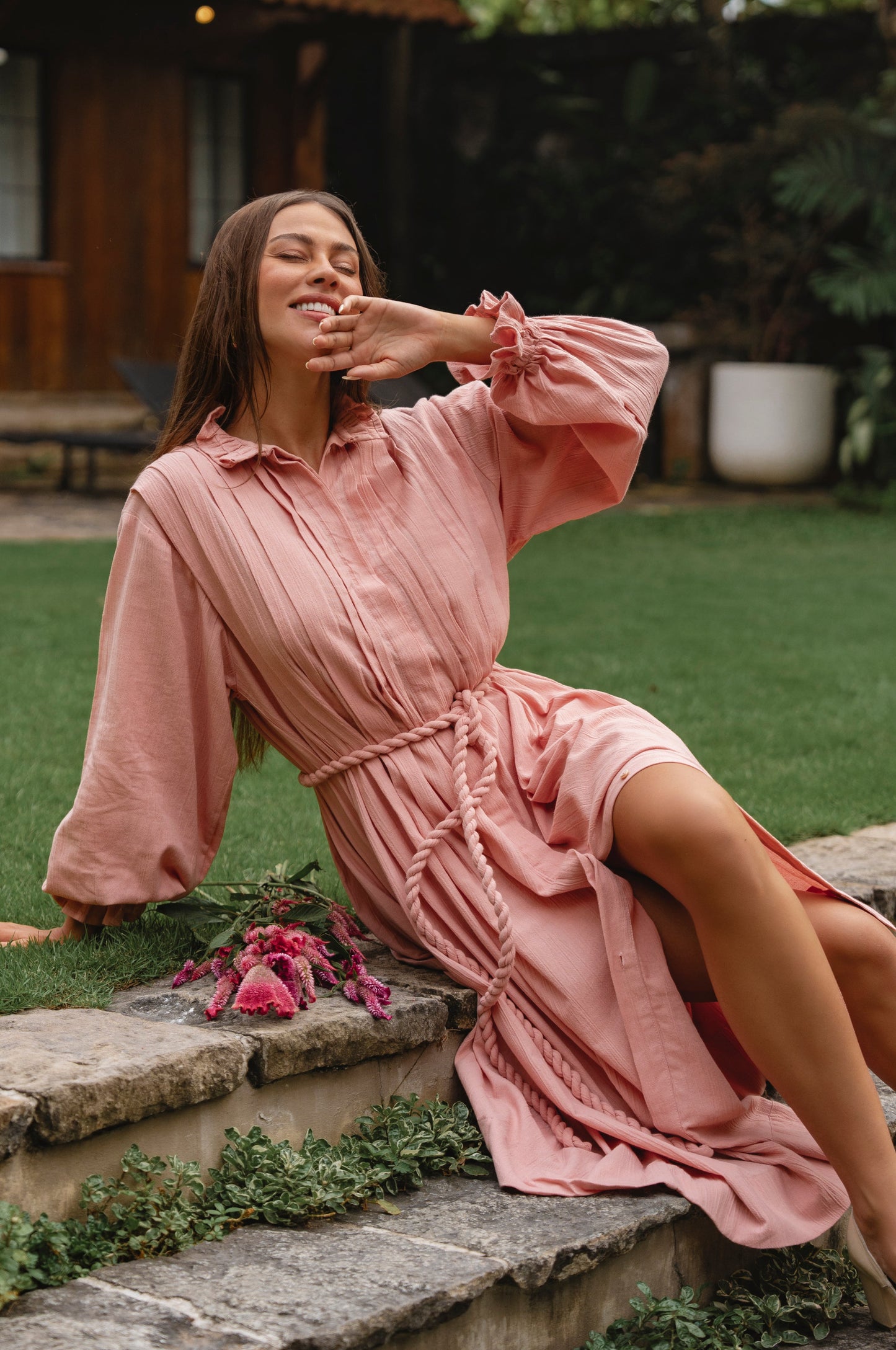 Yasmina Ruffle Linen Dress-3