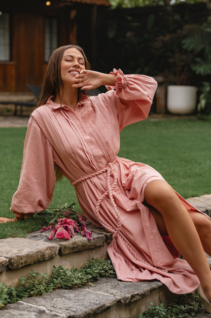 Yasmina Ruffle Linen Dress-3