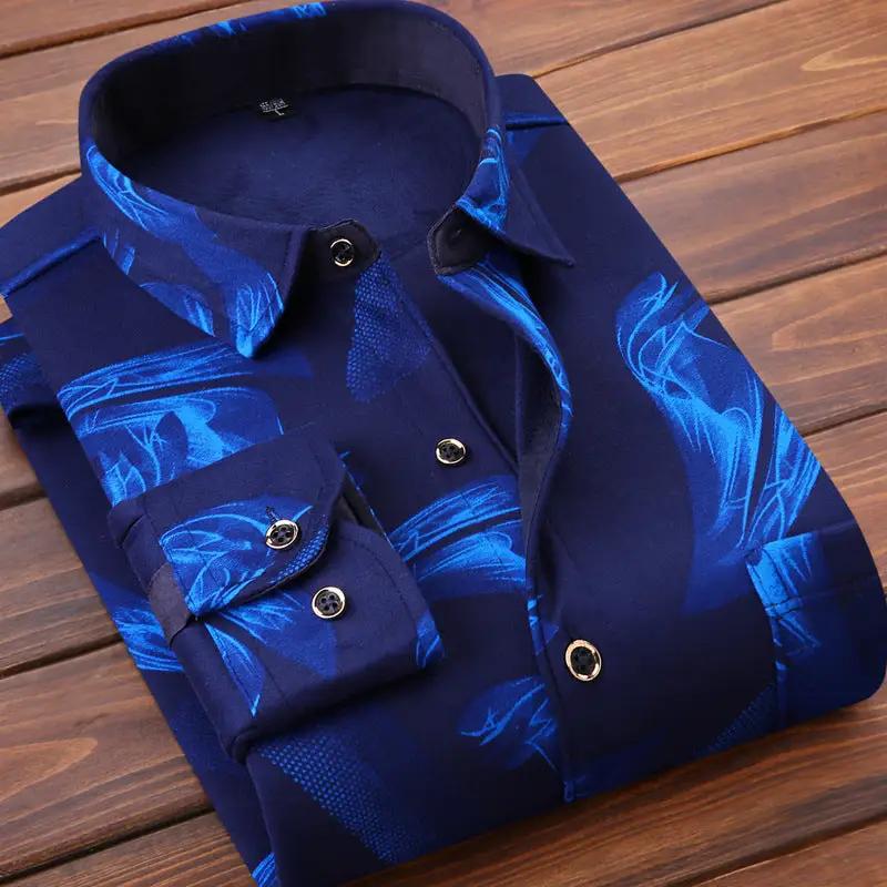 Mens fleece-lined navy plaid flannel shirt with blue pattern, button front and cuff buttons, AdTec