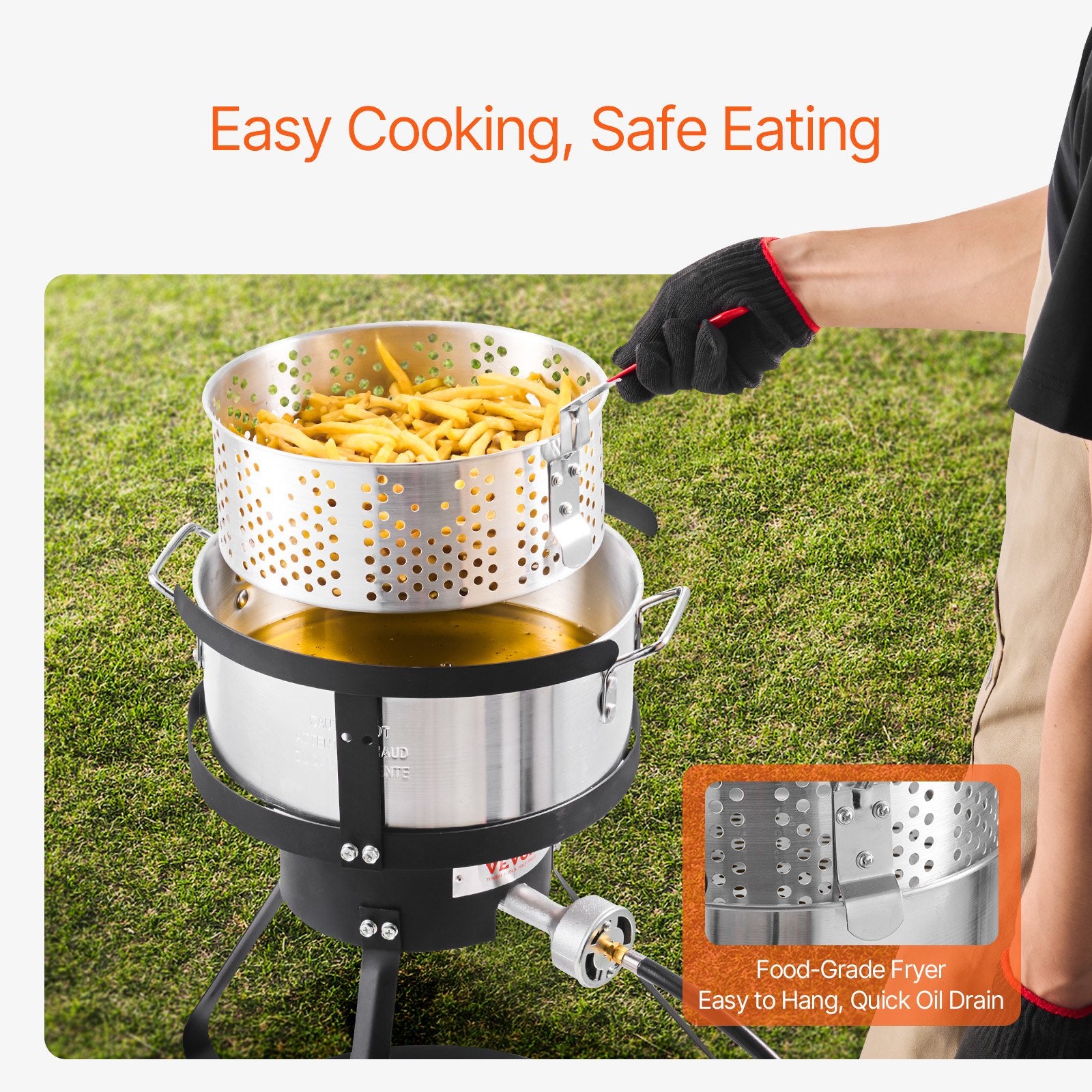 Freidora de Pescado y Alitas de 10 Litros, Kit de Freidora de Propano de Aluminio para Exteriores con Cesta