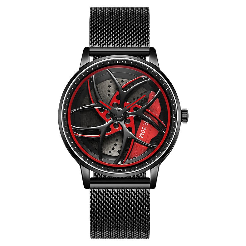 Reloj de cuarzo para hombre con correa giratoria y esfera de rueda