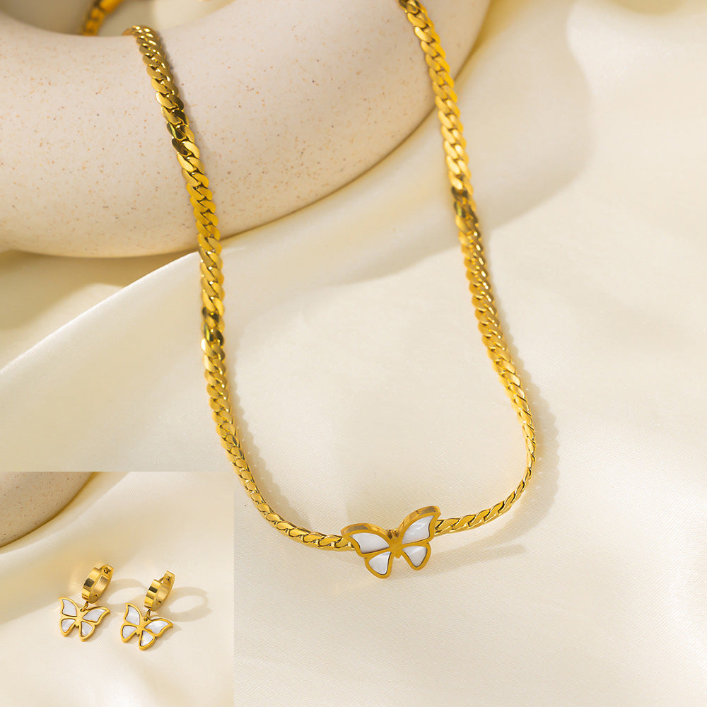 Juego de joyas de acero inoxidable para mujer: collar y pendientes