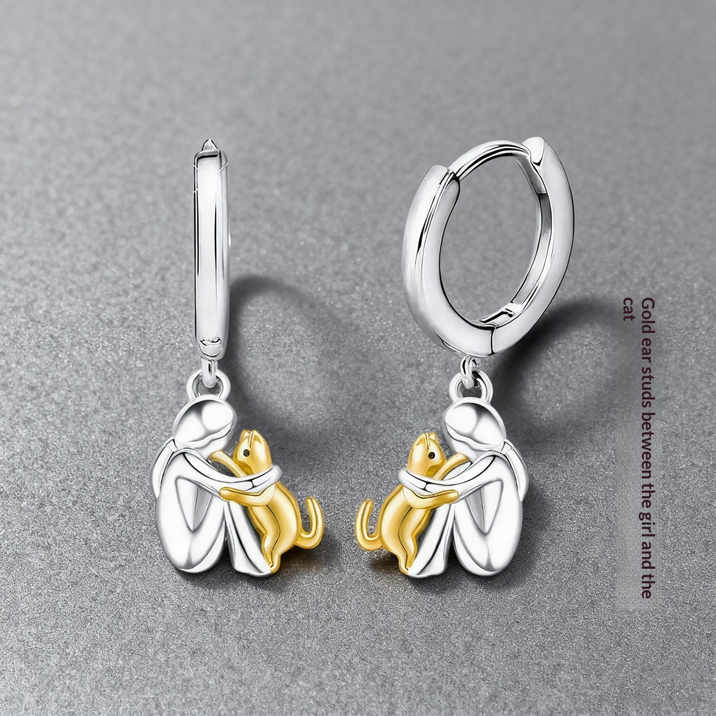 Ensemble de boucles d'oreilles Fillette et Chien s'enlaçant