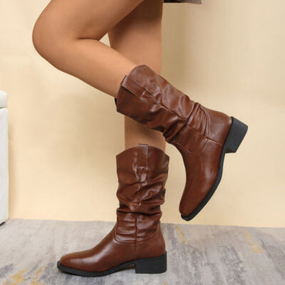 Bottes de cowboy plissées à enfiler
