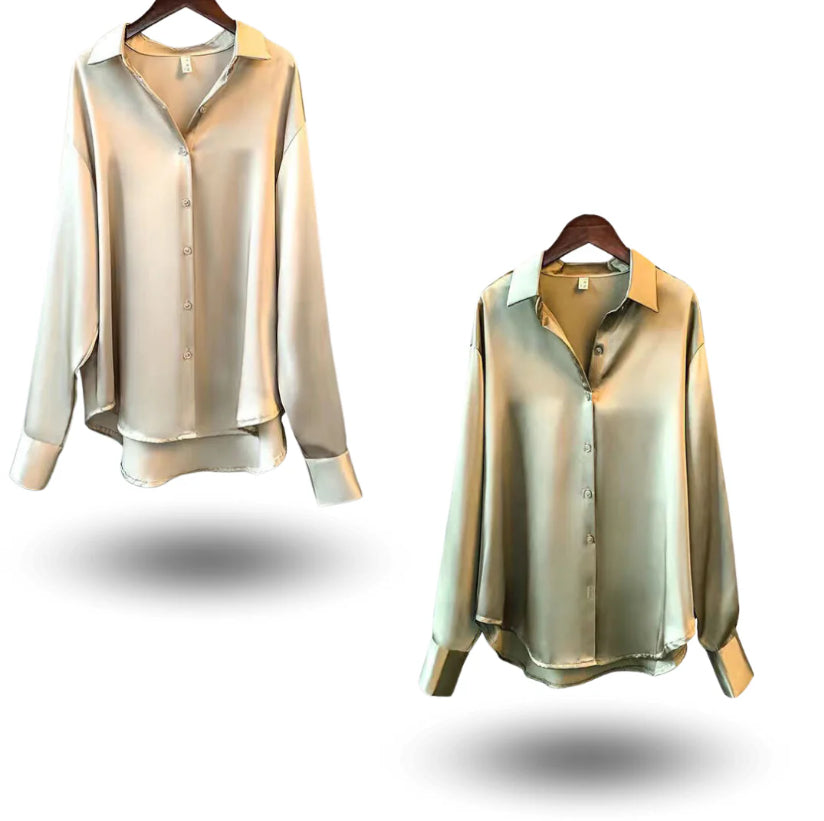 Chemise en satin à manches longues pour femme