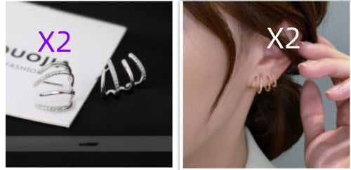 Boucles d'oreilles en argent S925 serties de zircons à quatre griffes