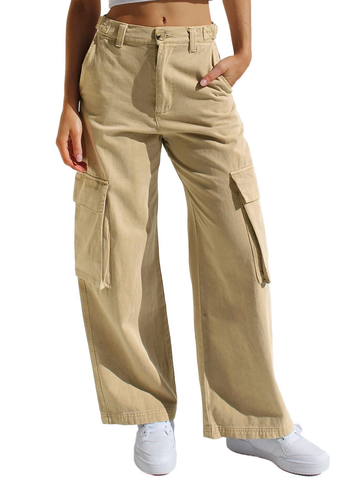 Pantalones vaqueros de trabajo para mujer, holgados, informales, multibolsillos