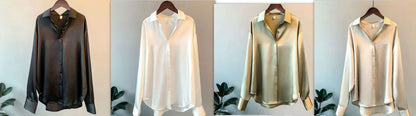 Chemise en satin à manches longues pour femme