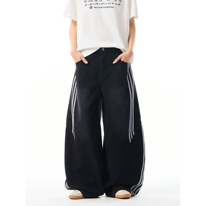Jeans rétro à grandes poches type machette pour femme
