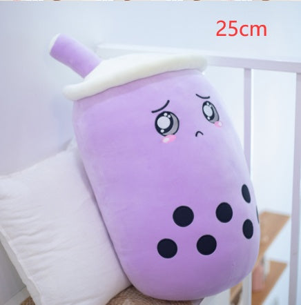 Peluche Boisson Fruitée Mignonne en Forme de Fraise Lait Thé Peluche Jouet Tasse à Thé Boba Oreiller Coussin Thé aux Perles Cadeau pour Enfants