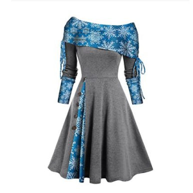 Nouvelle Robe Longue D'Automne Et D'Hiver Pour Femmes Avec Grande Balançoire À La Taille Et Manches Longues À Épaule Dénudée