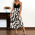 Elegant Floral Print Sleeveless Extra Long High Slit Dress