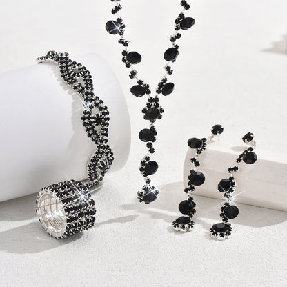 Collier en cristal, boucles d'oreilles et bracelet tendance