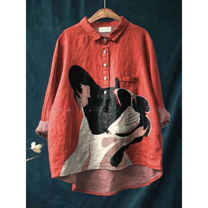 Chemise à imprimé animal numérique rétro de style européen et américain pour femmes