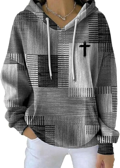 Stylish Casual Womens Hoodie With A Classic Plaid Design