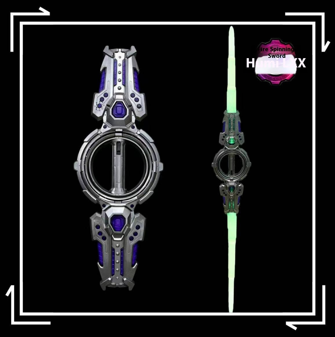 Fire Spinning Sword Double Blade Telescopic War Bearing Rotating Cool Luminous Toy