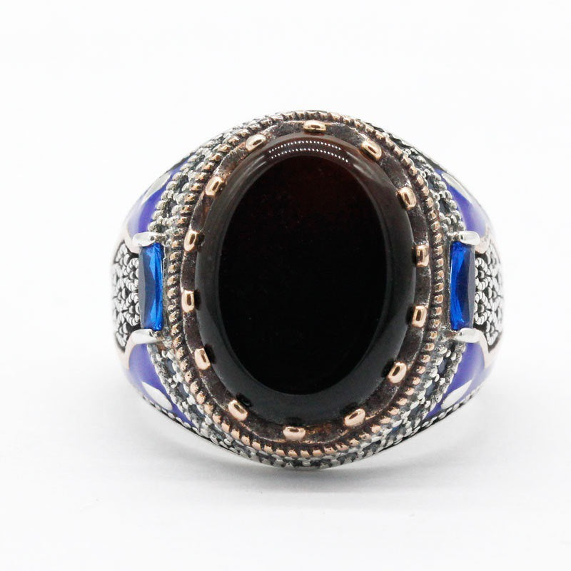 Luxury Business Round Black Onyx Men's Ring