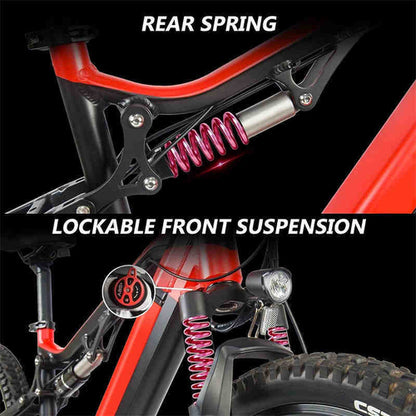 ⚡ Siroock™ Red 500W eMTB – 27.5" Electric Mountain Bike (48V, 7-Speed,