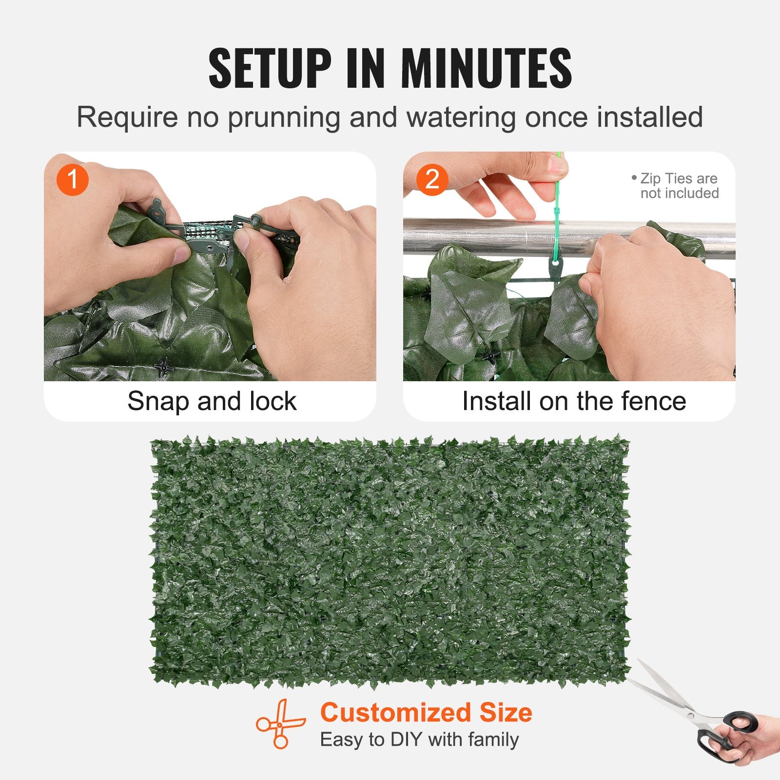 Privacy Ivy Fence, 59 X 118in Artificial Green Wall Screen