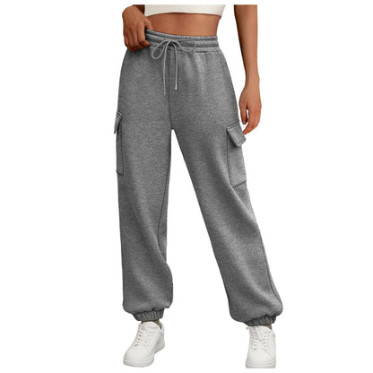 Pantalones deportivos para mujer, forro polar, holgados, atléticos, jogger con bolsillos, pantalones cargo casuales de moda para otoño, conjuntos de otoño