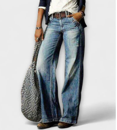 Pantalones vaqueros de pierna ancha y recta, estilo casual europeo y americano, de gran venta para mujer