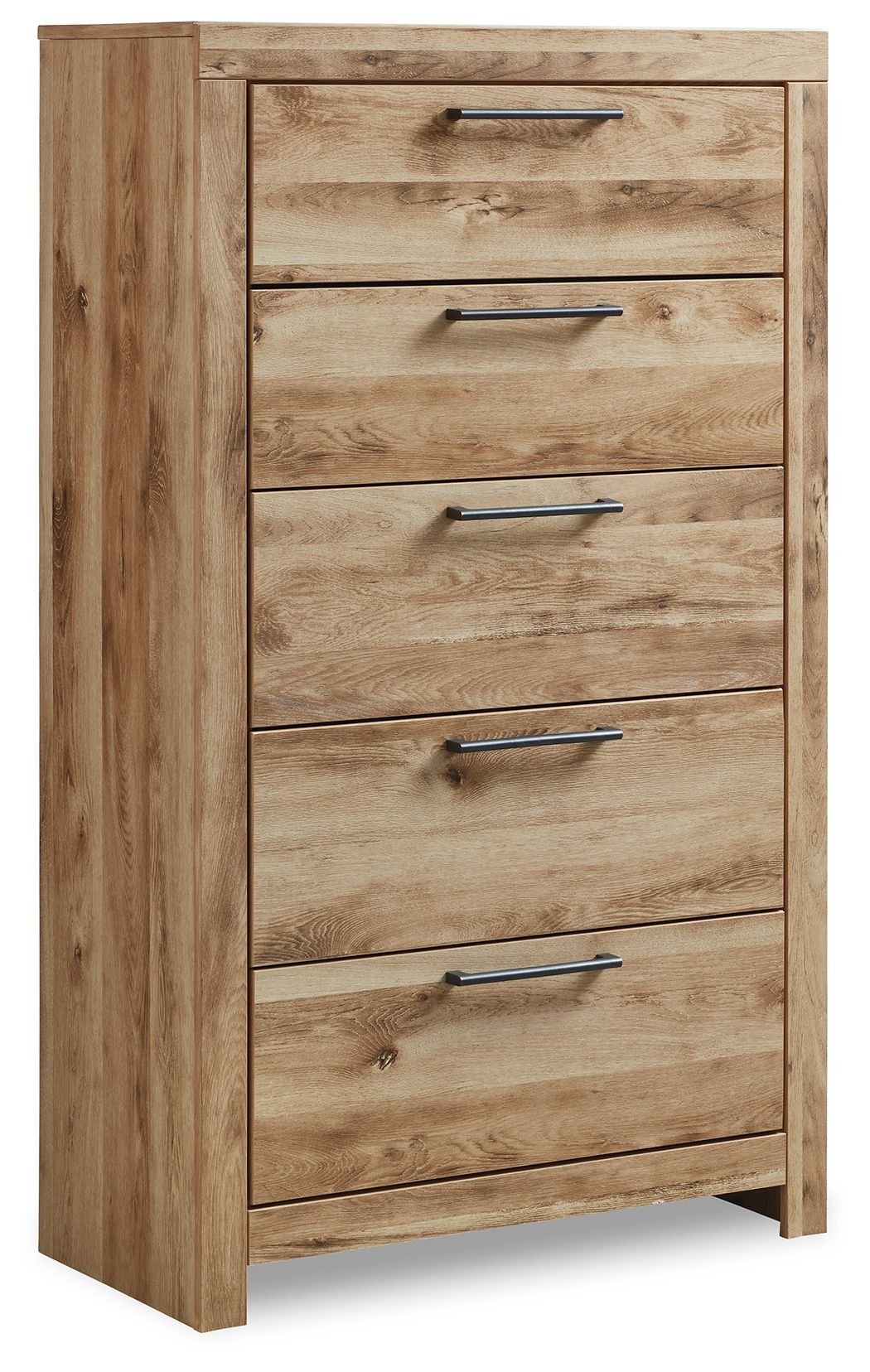 Tan Brown Five Drawer Accent Chest with Golden Rustic Finish-0