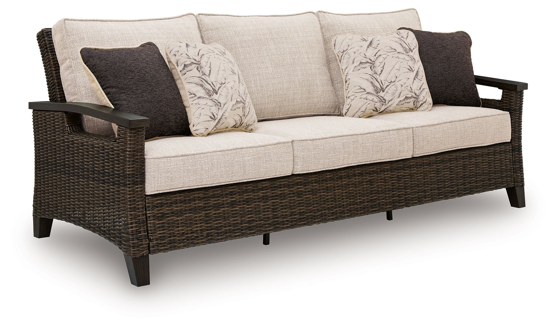 Dark Brown Outdoor Sofa With Cushions-0