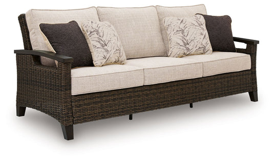 Dark Brown Outdoor Sofa With Cushions-0
