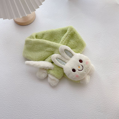 Écharpe croisée lapin en peluche chaude pour enfants