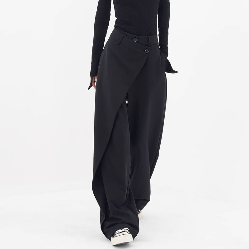 Pantalones Anchos Irregulares Ins Moda Pantalones Sueltos Ropa de Mujer