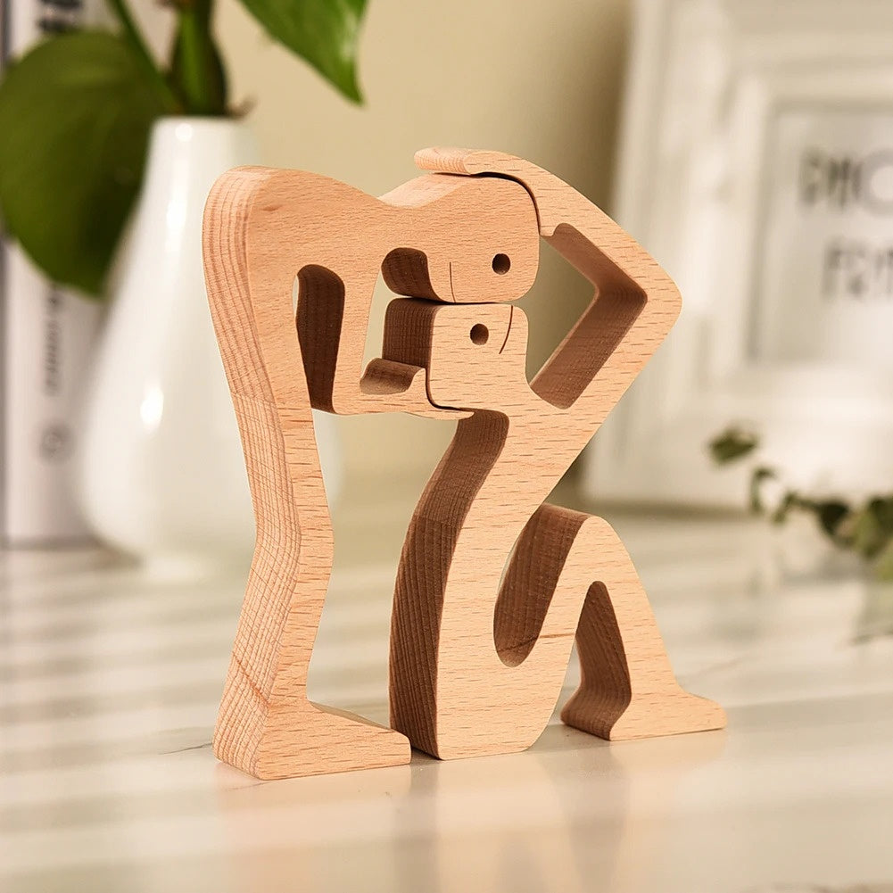 Adorno de Perro en Madera DIY Figura Escultura Decoración del Hogar Un Hombre Un Perro Escultura de Madera Regalos de Navidad Modelo Decorativo