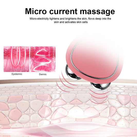 Instrumento portátil de belleza facial de microcorriente para levantar, adelgazar y reducir el edema con masajeador de doble rodillo