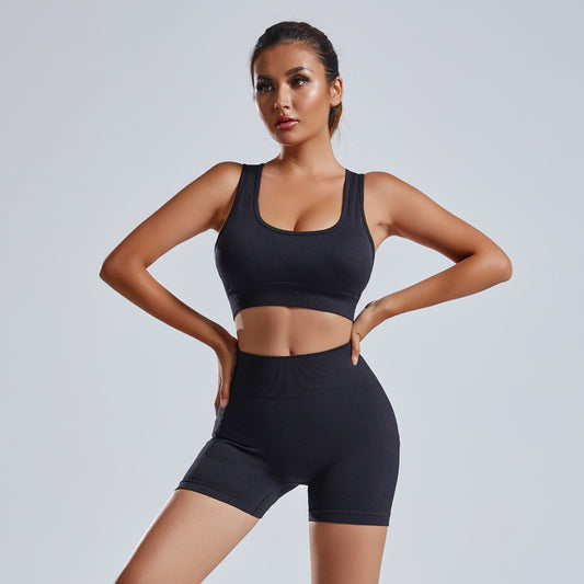 Ensemble de yoga 2 pièces pour femmes, débardeur et short de survêtement, vêtement de sport sans couture pour la gym, leggings taille haute, tenues de fitness