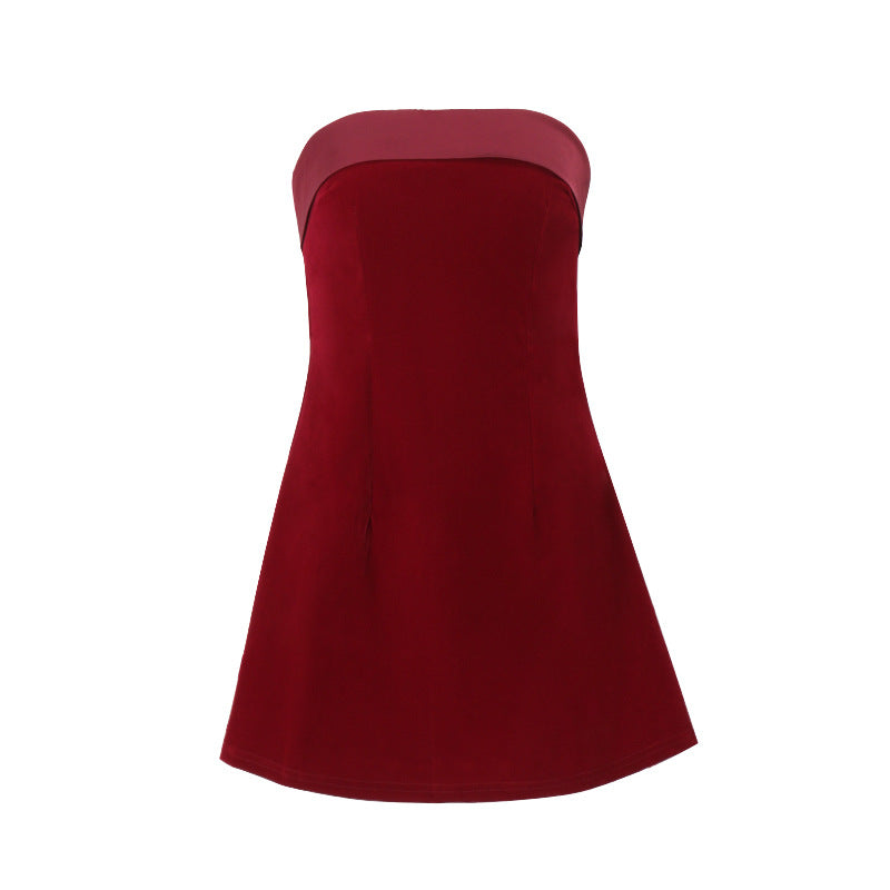 Vestido tubo entallado Ins, a la moda, con cremallera, línea A, vestidos cortos de fiesta para mujer