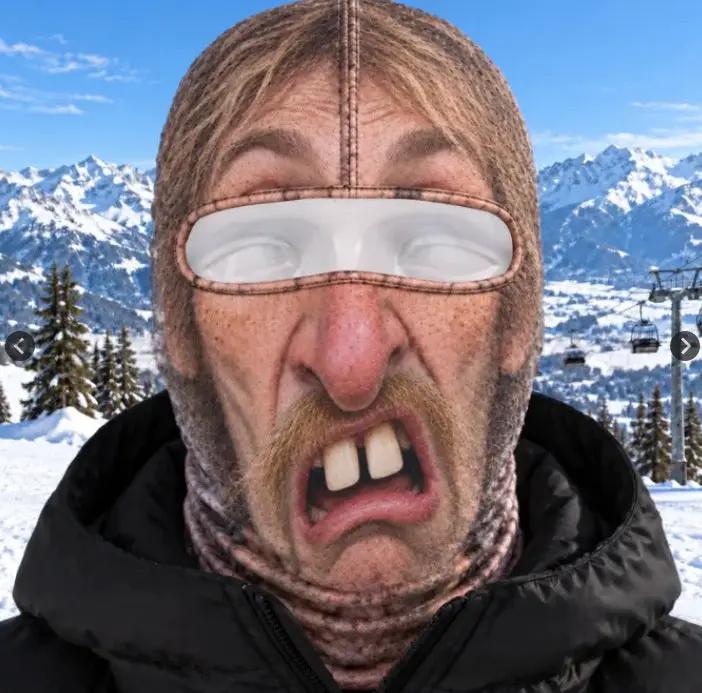 Realistic brown winter ski balaclava face mask, windproof thermal fleece for outdoor sports
