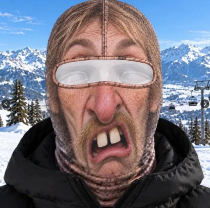 Realistic brown winter ski balaclava face mask, windproof thermal fleece for outdoor sports