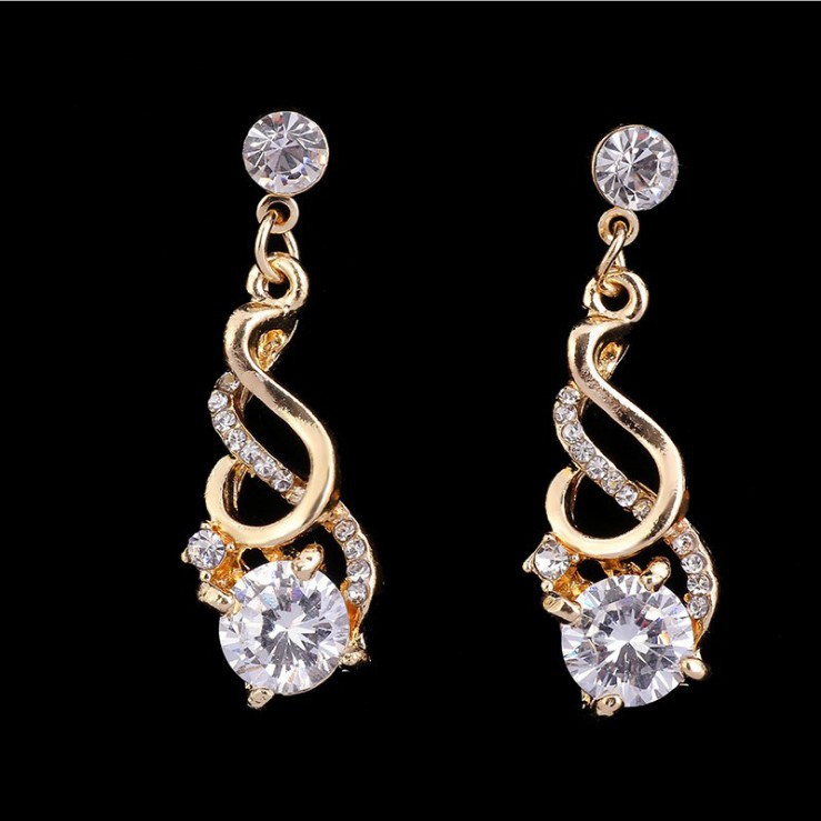 Boucles d'oreilles pendantes en cristal de zircon deux pièces