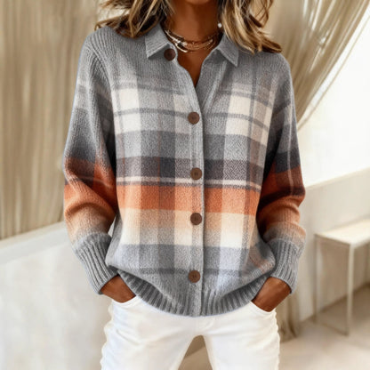 Haut cardigan à revers de chemise pour femme de couleur unie